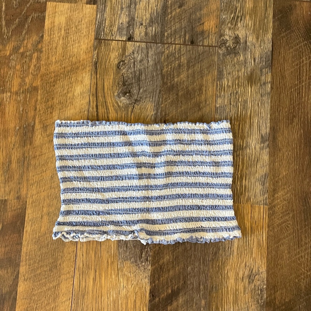 Cotton Candy LA Blue & White Striped Tube Top